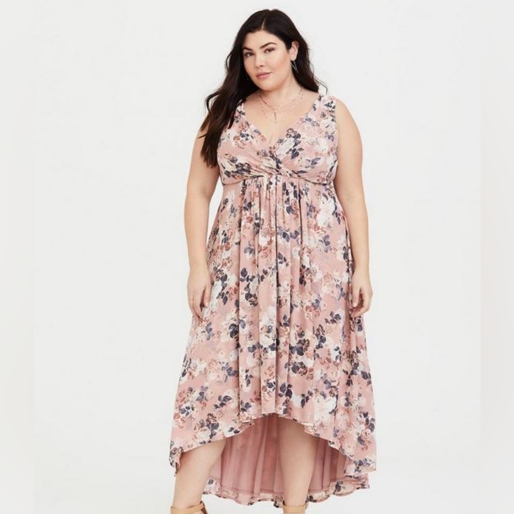 Torrid Floral Maxi Chiffon High-Low Dress